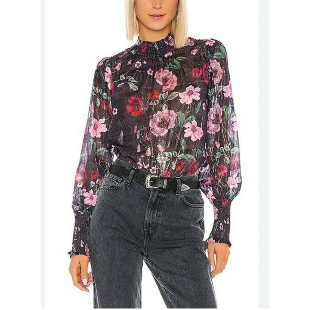 Tularosa Adley Smocked Top Midnight Floral Size XS Extra Small NWT (F